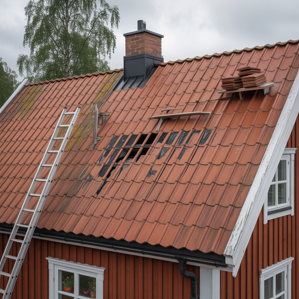 spruckna takpannor felsokning byte och kostnader