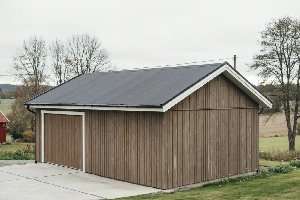 l ggning av nytt papptak p garage i bj rnlunda